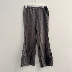 Athleta Gray Linen Pants Bell Bottom Cropped